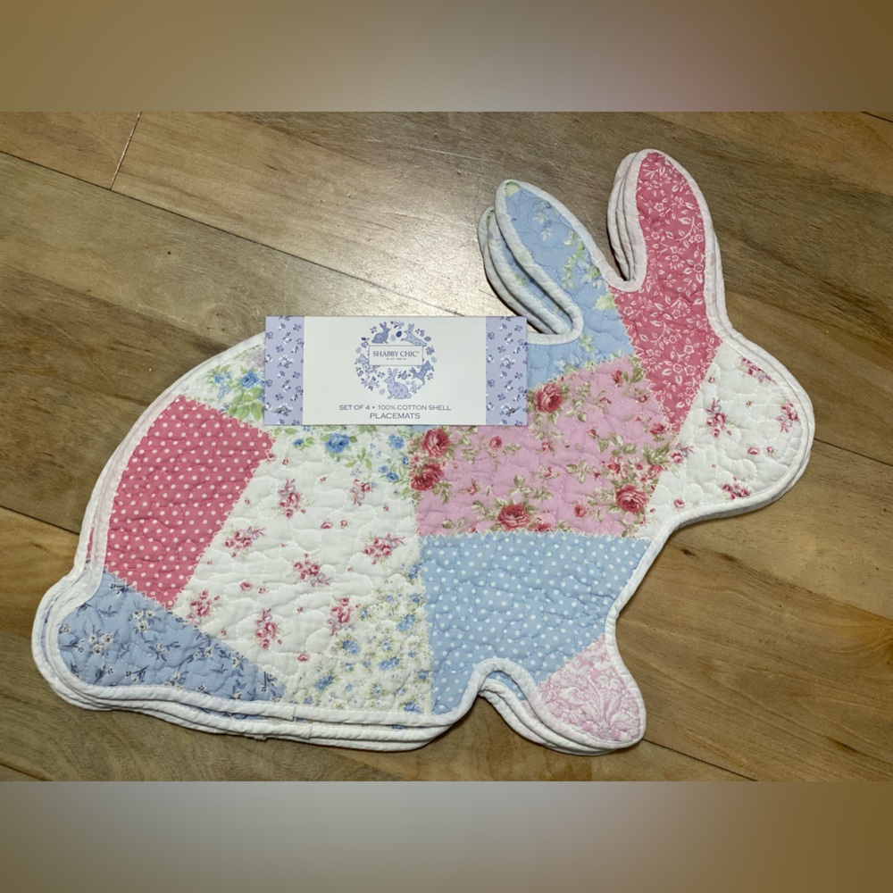 Shabby Chic patchwork Rabbit Shaped placemat set of 4 - Brand new LAST SET!